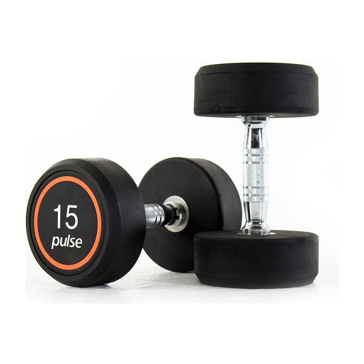 Pulse Fitness UK Club Line Rubber Dumbbells 15kg (Pair)