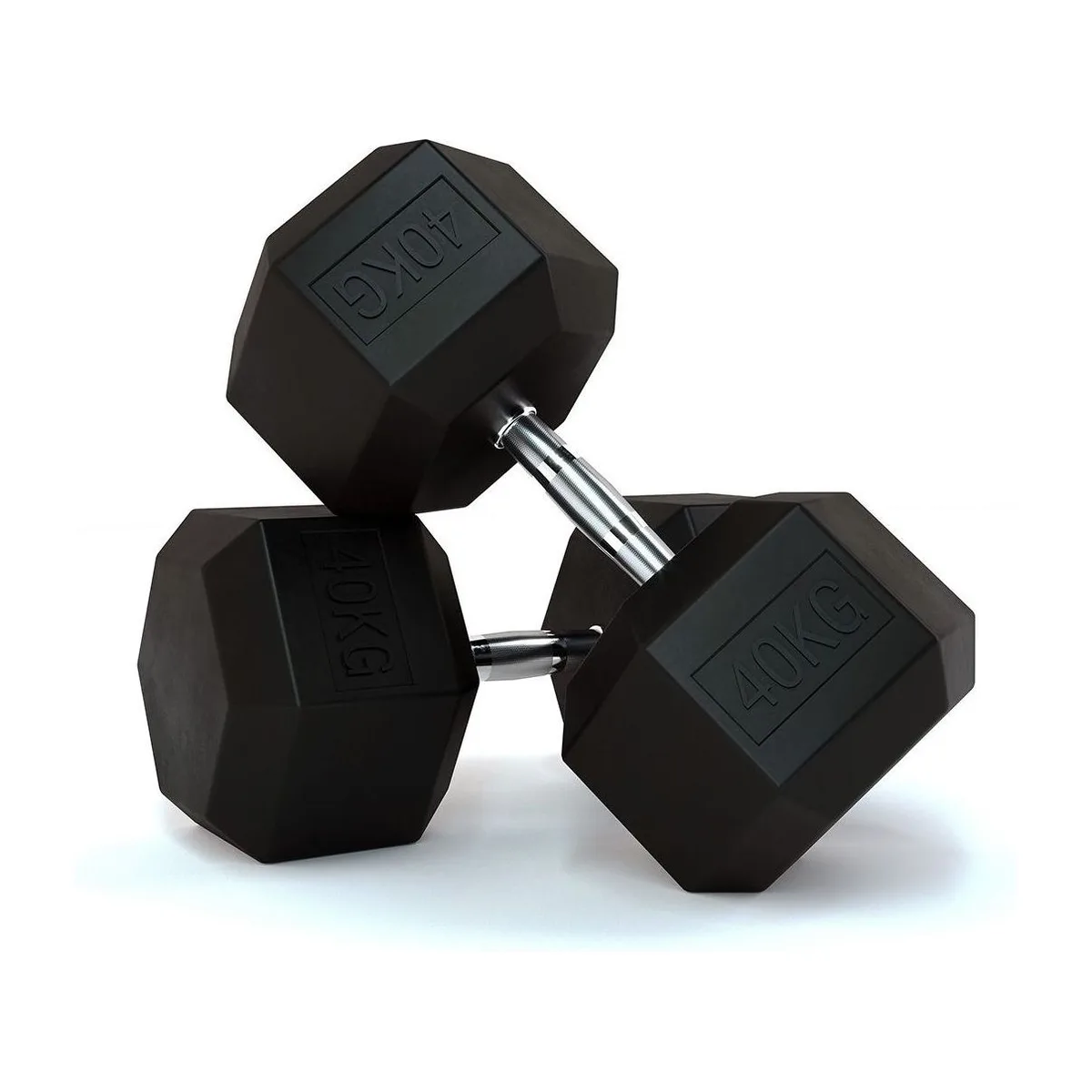 Pulse Fitness UK Club Line Rubber Hex Dumbbells 40kg (Pair)