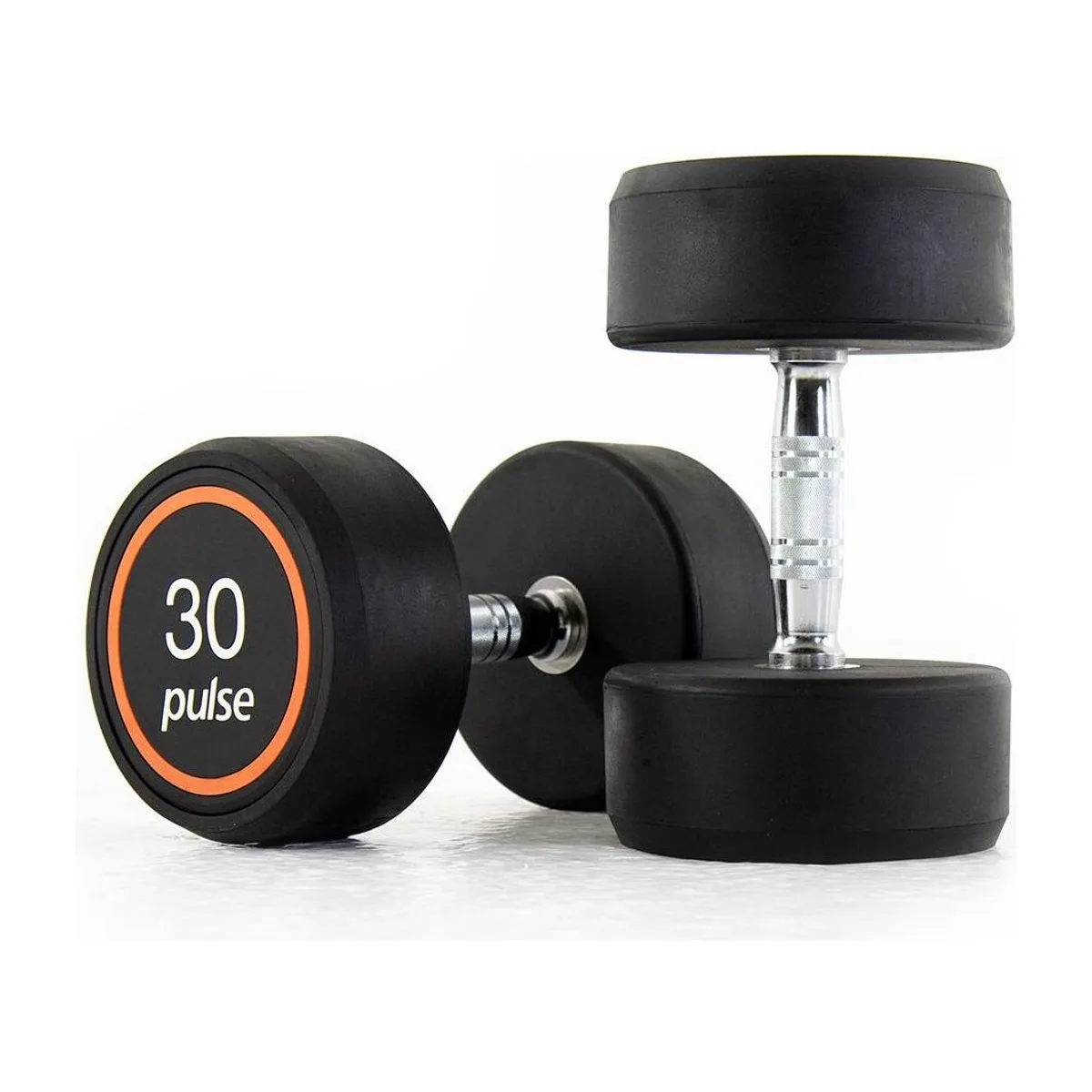 Pulse Fitness UK Club Line Rubber Dumbbells 30kg (Pair)