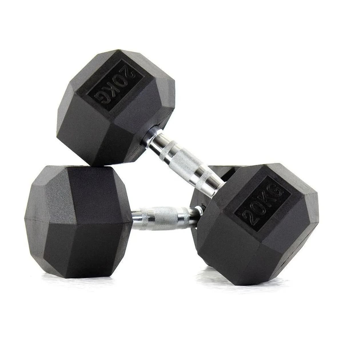 Pulse Fitness UK Club Line Rubber Hex Dumbbells 20kg (Pair)