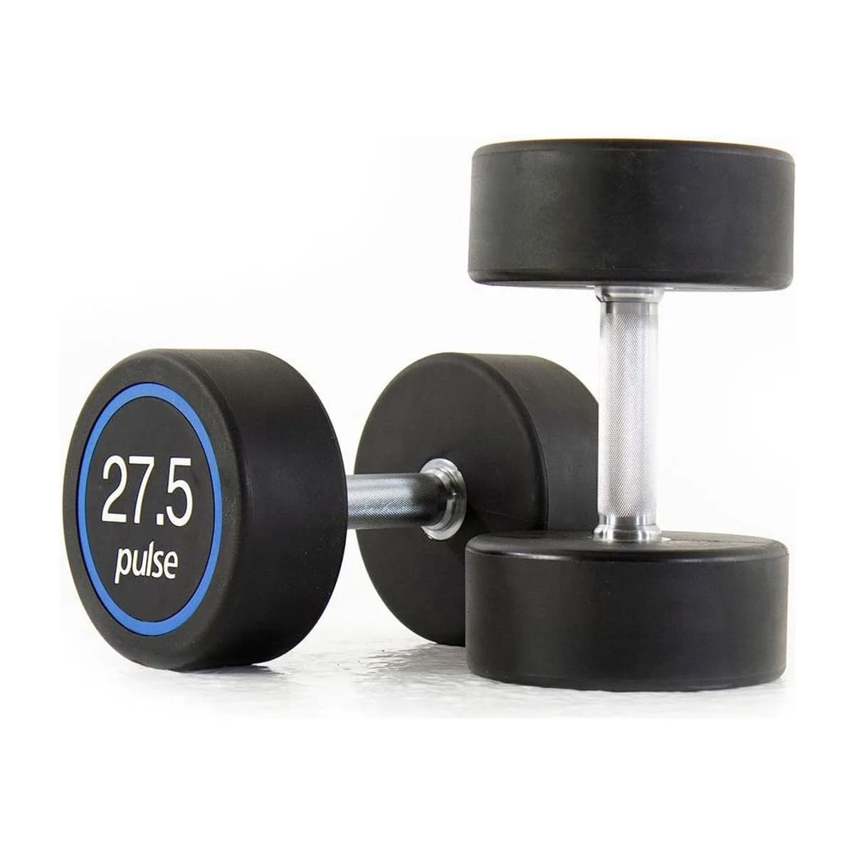 Pulse Fitness UK Premium Polyurethane Covered Dumbbell Set 27.5kg 40kg in 2.5kg increments with Conical Handgrips (in Pairs) on a Double-Tier (Horizontal) Dumbbell Rack (holds 6 Pairs), view 2