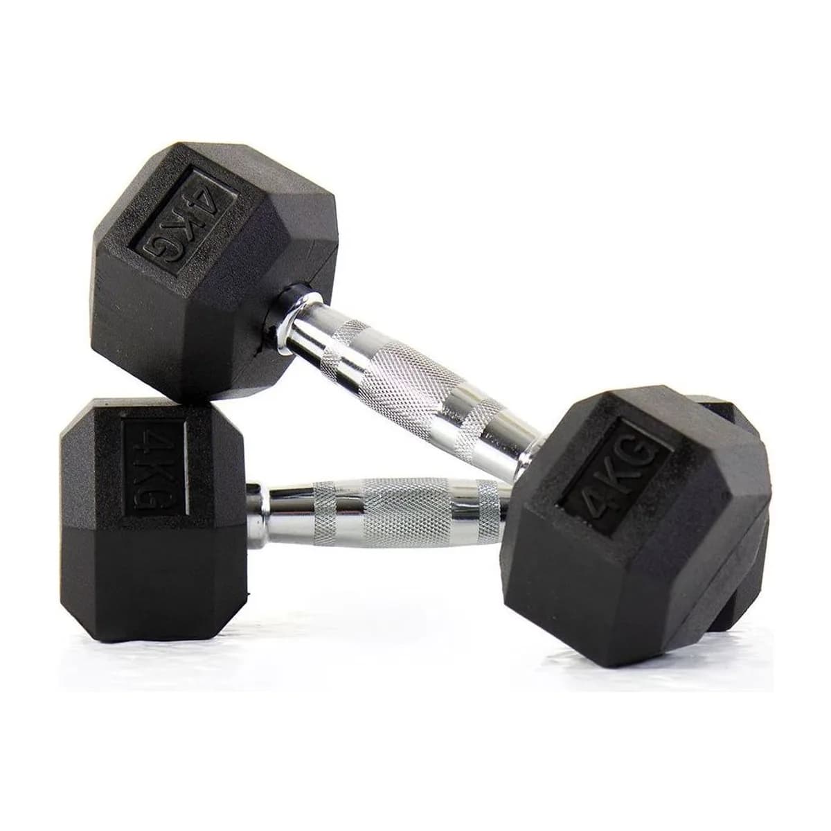 Pulse Fitness UK Club Line Rubber Hex Dumbbells 4kg (Pair)