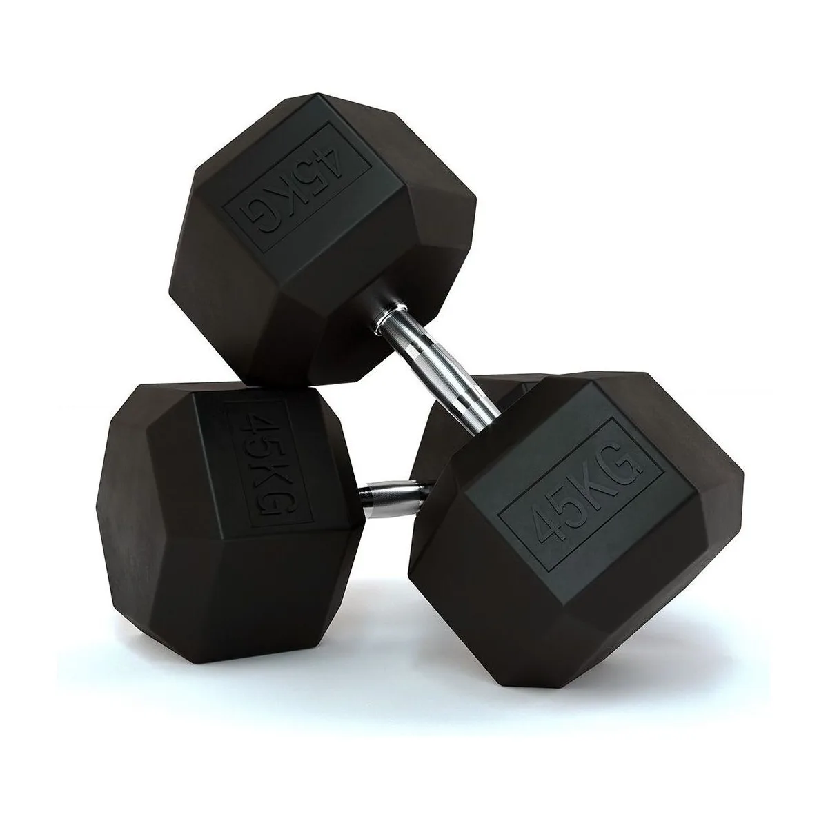 Pulse Fitness UK Club Line Rubber Hex Dumbbells 45kg (Pair)