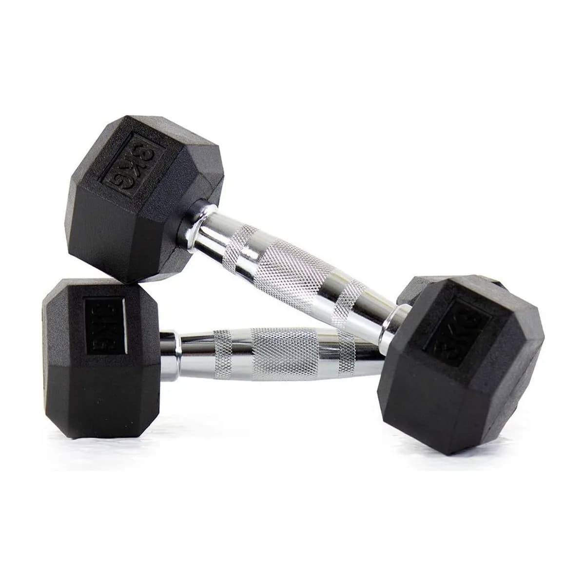 Pulse Fitness UK Club Line Rubber Hex Dumbbells 3kg (Pair)