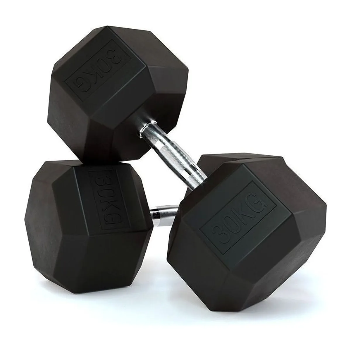 Pulse Fitness UK Club Line Rubber Hex Dumbbells 30kg (Pair)