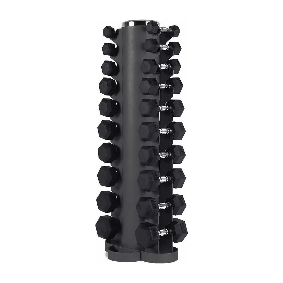 Pulse Fitness UK Club Line Rubber Hex Dumbbell Set (1kg 10kg) Rack
