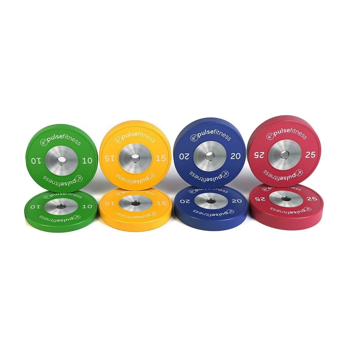 Pulse Fitness UK Club Line Competition Elite Bumper Plate Set 10-25kg (Pairs)