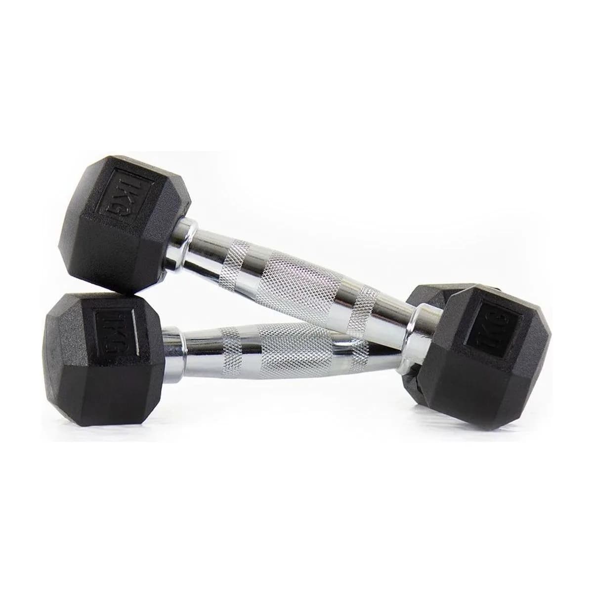 Pulse Fitness UK Club Line Rubber Hex Dumbbell Set (1kg 10kg) Rack, view 2