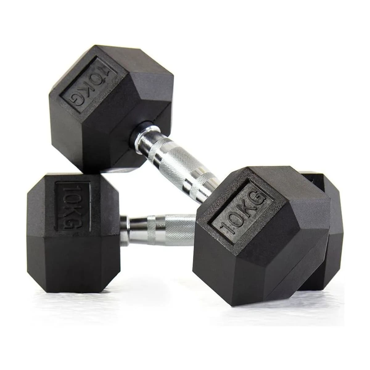 Pulse Fitness UK Club Line Rubber Hex Dumbbells 10kg (Pair)