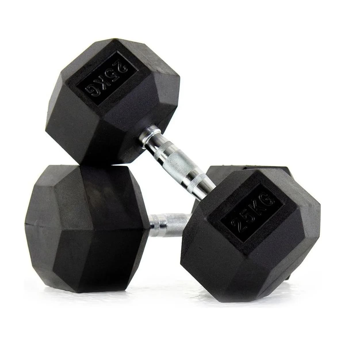 Pulse Fitness UK Club Line Rubber Hex Dumbbells 25kg (Pair)