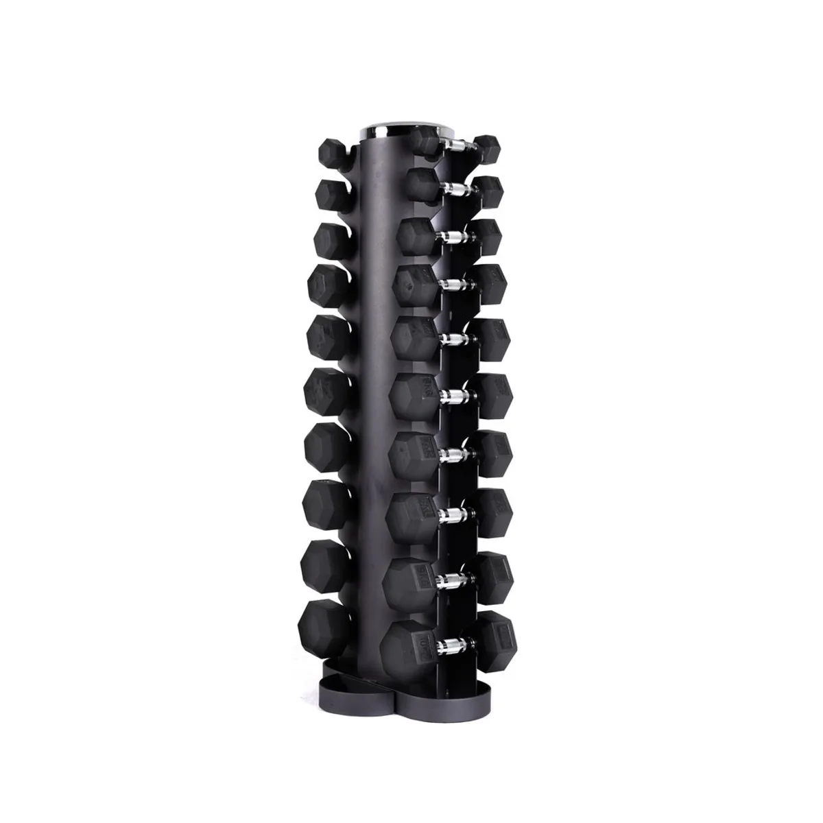 Pulse Fitness UK Club Line Rubber Hex Dumbbell Set (1kg 10kg) Rack