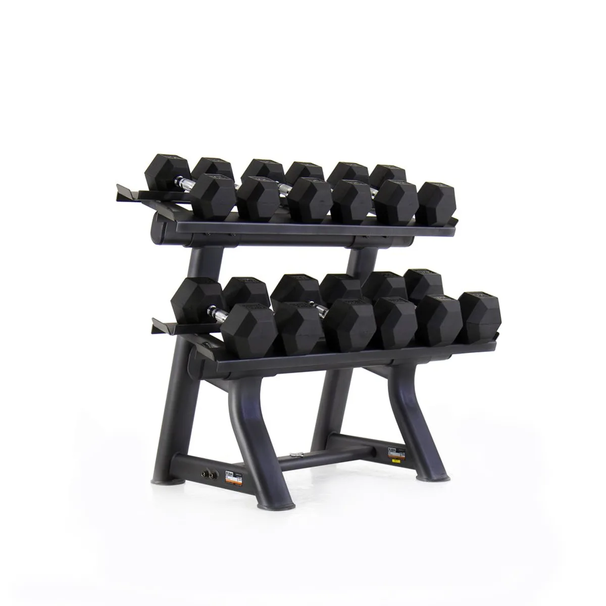 Pulse Fitness UK Club Line Rubber Hex Dumbbell Set (2.5kg 25kg) 10-Pair Rack