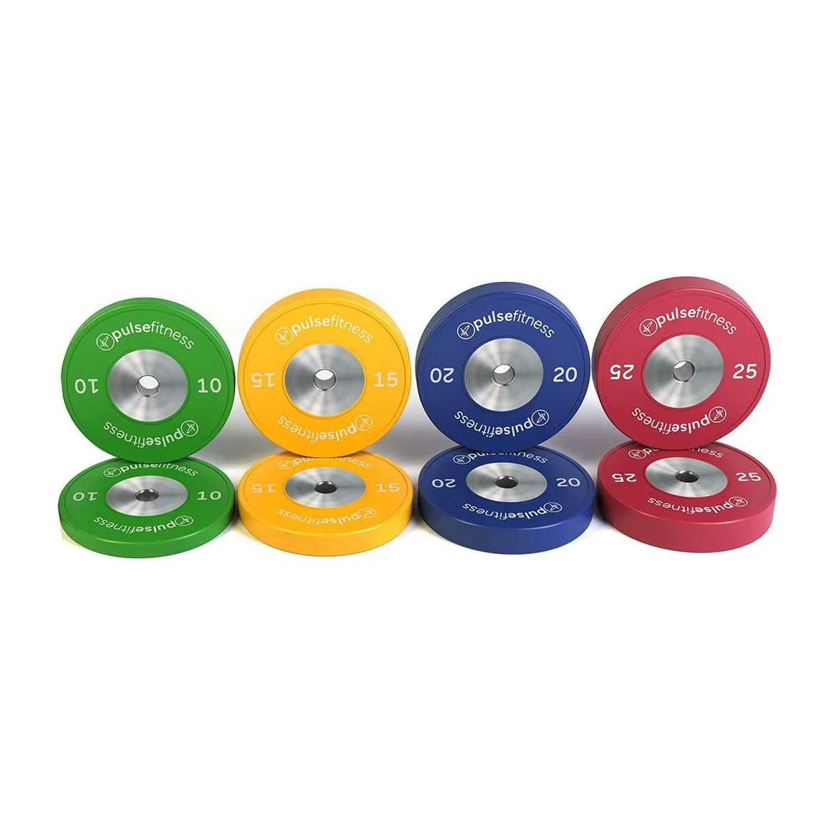 Pulse Fitness UK Club Line Competition Elite Bumper Plate Set 10-25kg (Pairs)