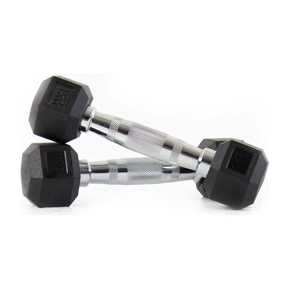 Pulse Fitness UK Club Line Rubber Hex Dumbbells 1kg (Pair)